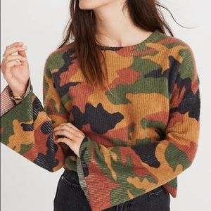 Madewell Cottontail Camo Wide-Sleeve Sweater sz S j9840